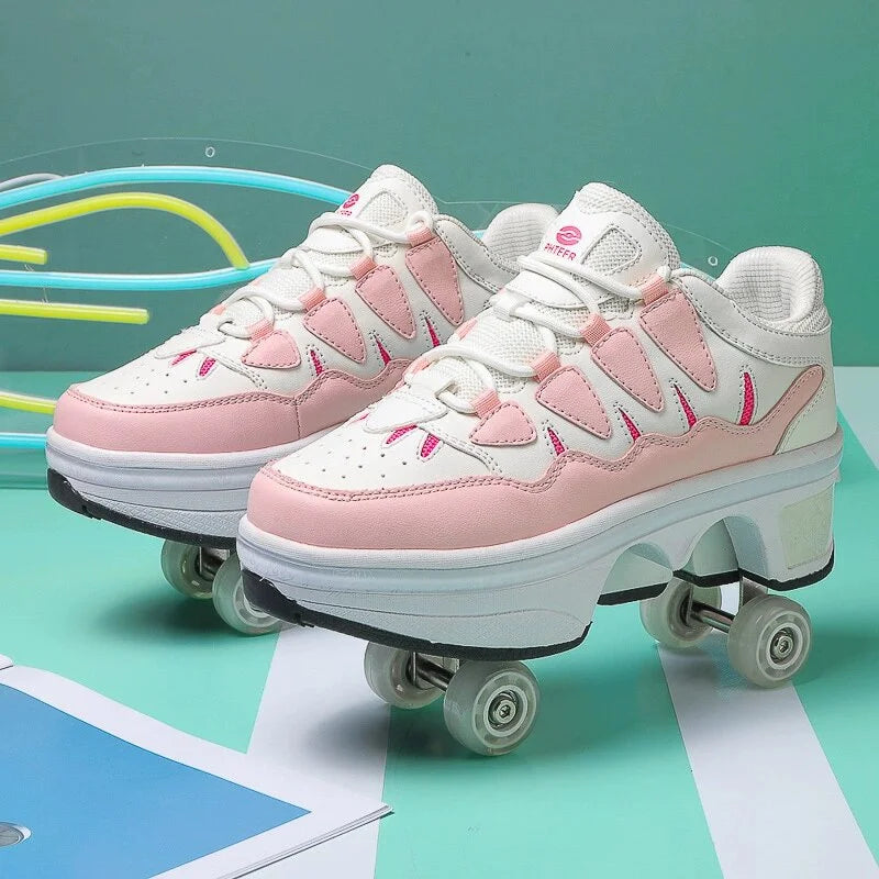 New Deformation Parkour Shoes 4 Roller Skating Shoes Kids Adults Unisex Sneakers Street Urban Fitness FSK Quad Skating Shoes