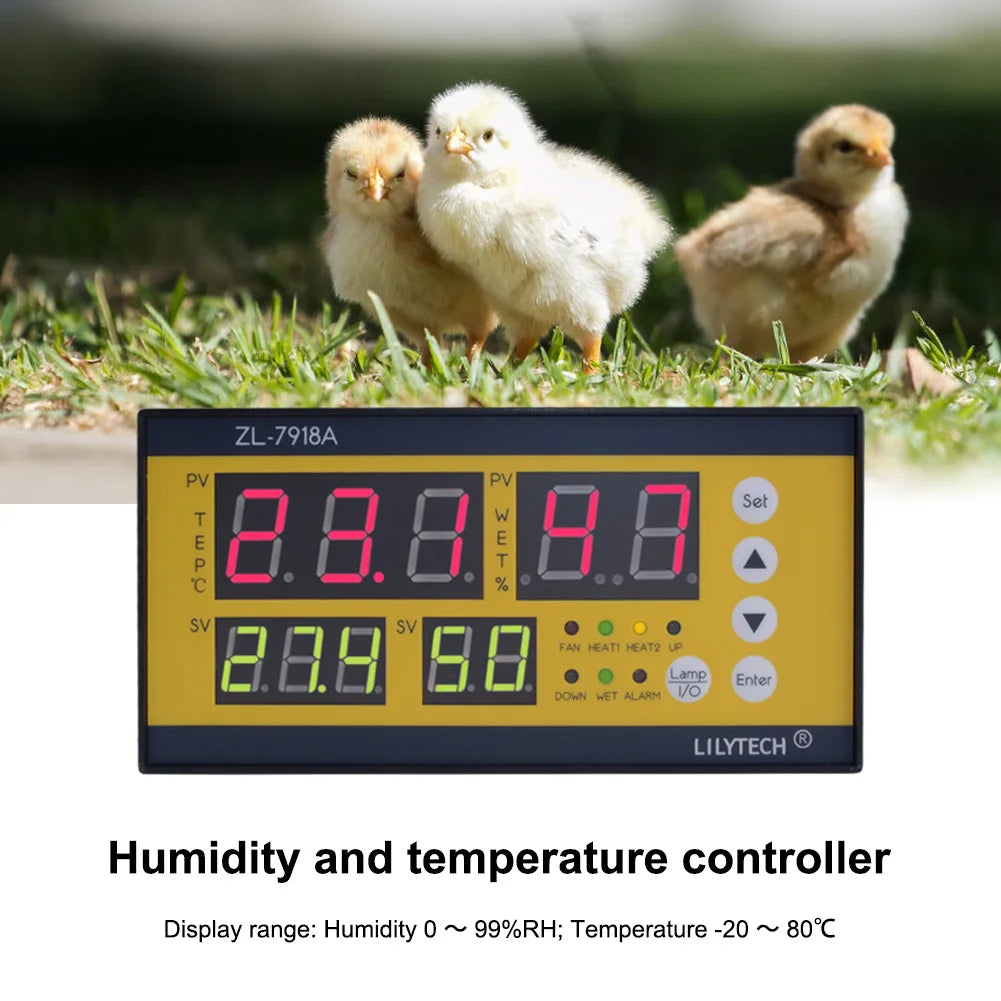 Yieryi Digital Automatic Incubator Controller ZL-7918A AC100~240V Temperature and Humidity Controller Poultry Egg Incubator