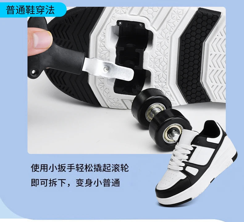 Children's Roller Skate Shoes Student Inline Skating Shoes Girls 4-Wheel Deformation Boy's Skating Shoes