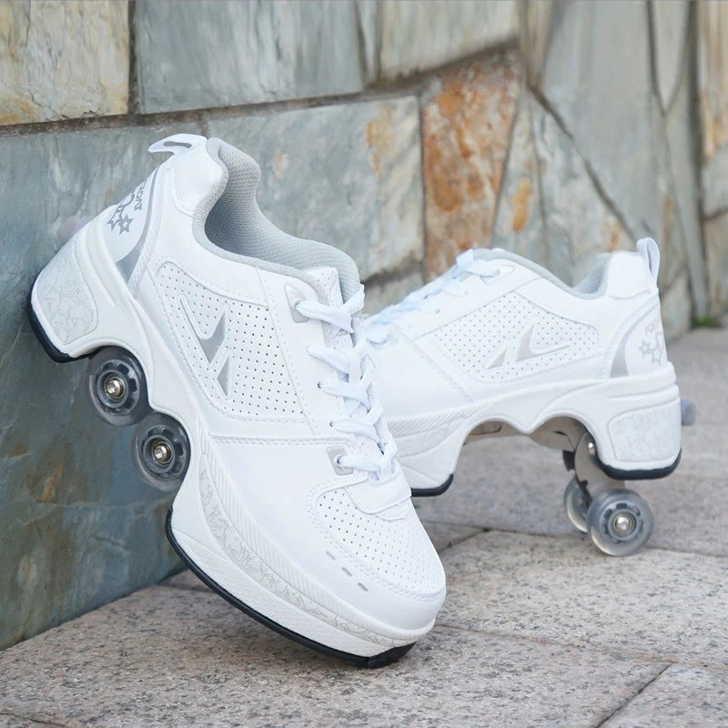 New Deformation Parkour Shoes 4 Roller Skating Shoes Kids Adults Unisex Sneakers Street Urban Fitness FSK Quad Skating Shoes