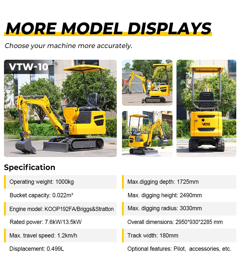 Mini Excavator 1 Ton EURO 5 Engine China Cheap 2 Ton Crawler 1.8 Ton Home Digger 1 T Bagger Farm For Sale Customized