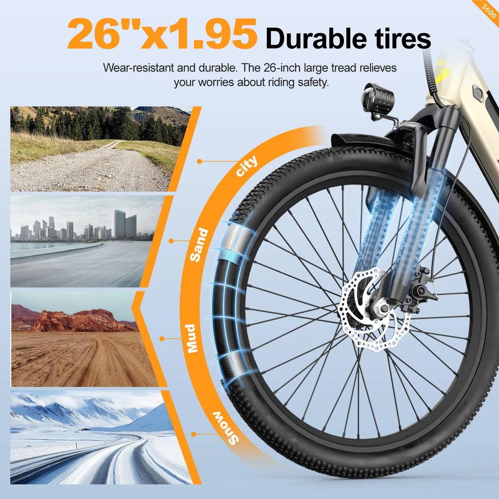 Aairsk EU Free Delivery 250W 36V 13AH Lithium Battery Step Through Removable Battery Electric Bike 26 Inches Tire City EBike