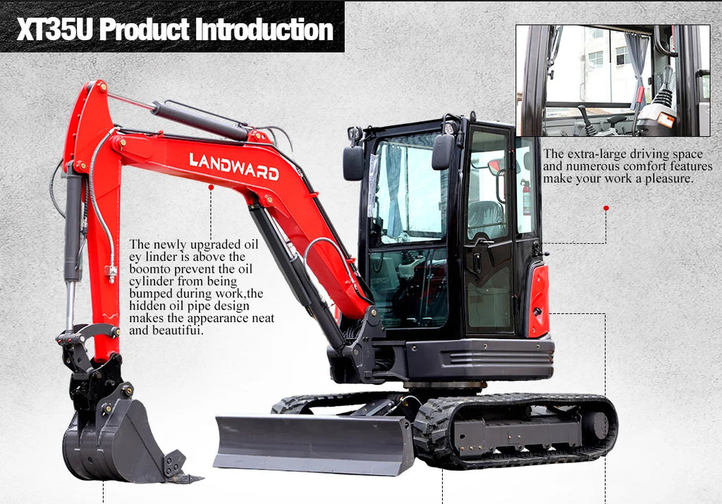 3.5 Ton Mini Excavator Hydraulic Pilot Controls Kubota Engine 2 Ton High-Efficiency Home Mini Digger 1.8T Farm Bagger Customized