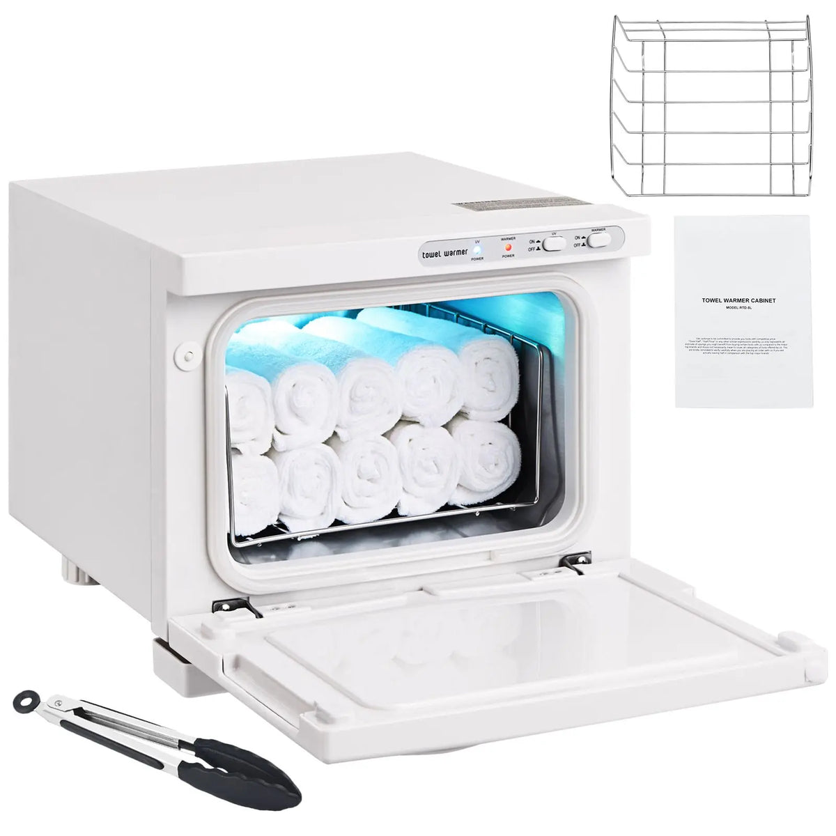 Hot 8L Spa Electric Towel Warmer Cabinet 2-in-1 with Stainless Steel Rack Holds 16 Towels All Ro