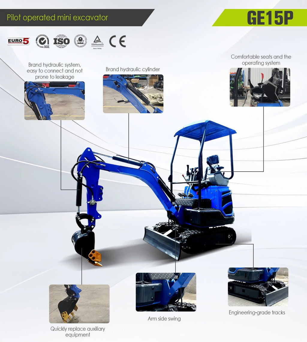 Multifunctional Mini Excavator 0.8-1 Ton Tiny Digger for Indoor Construction Narrow Space Soil Moving