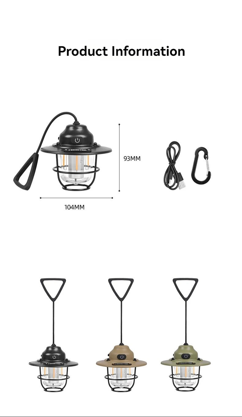 USB Rechargeable LED Camping Lantern Small Drop Light - Portable Campsite Atmosphere Lamp for Hanging Tent & Outdoor Activities