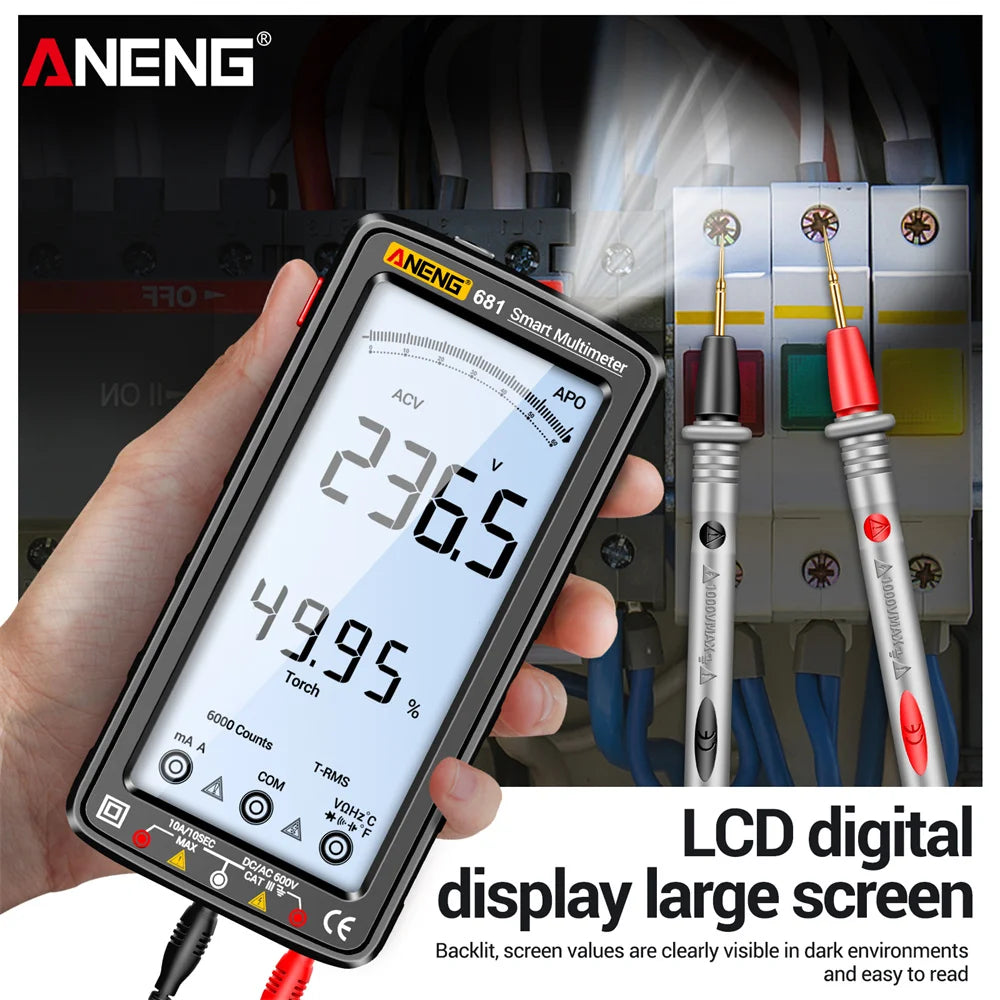 ANENG 681 Smart Digital Multimeter Rechargable AC/DC Voltage Non-contact Voltage Tester Meter LCD Screen Current Tester Tools