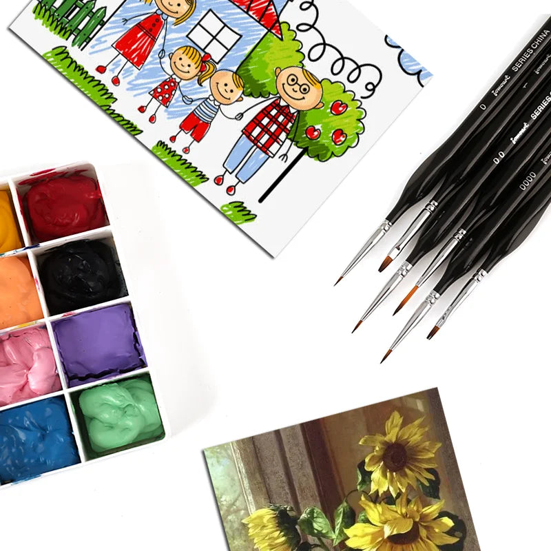 15 Pcs Miniature Hook Line Pen Painting Nylon Hair Multi Shape Pen Head Gouache Watercolor Oil Paint Artists Hand Painted Brush