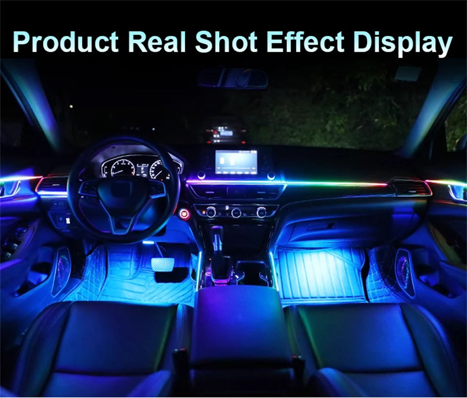 Newest Car LED Dual Zone Hidden Ambient Light Smoke Matt Black Acrylic Strip Symphony Interior Decoration Atmosphere Light Kits