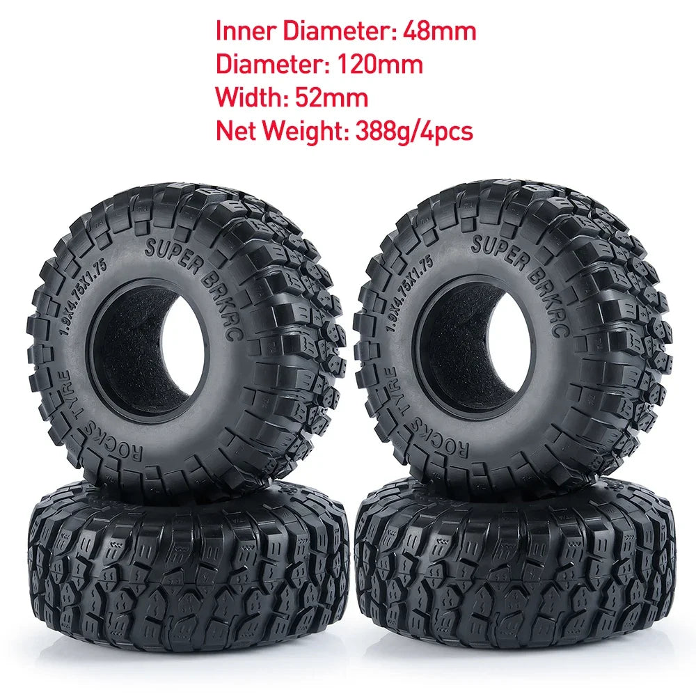 AXSPEED 4PCS Rubber Tyres 120/125/137/150mm for 1.9 2.2 Wheel Tires Axial SCX10 Wraith D90 D110 TRX4 TRX6 1/10 RC Crawler Car