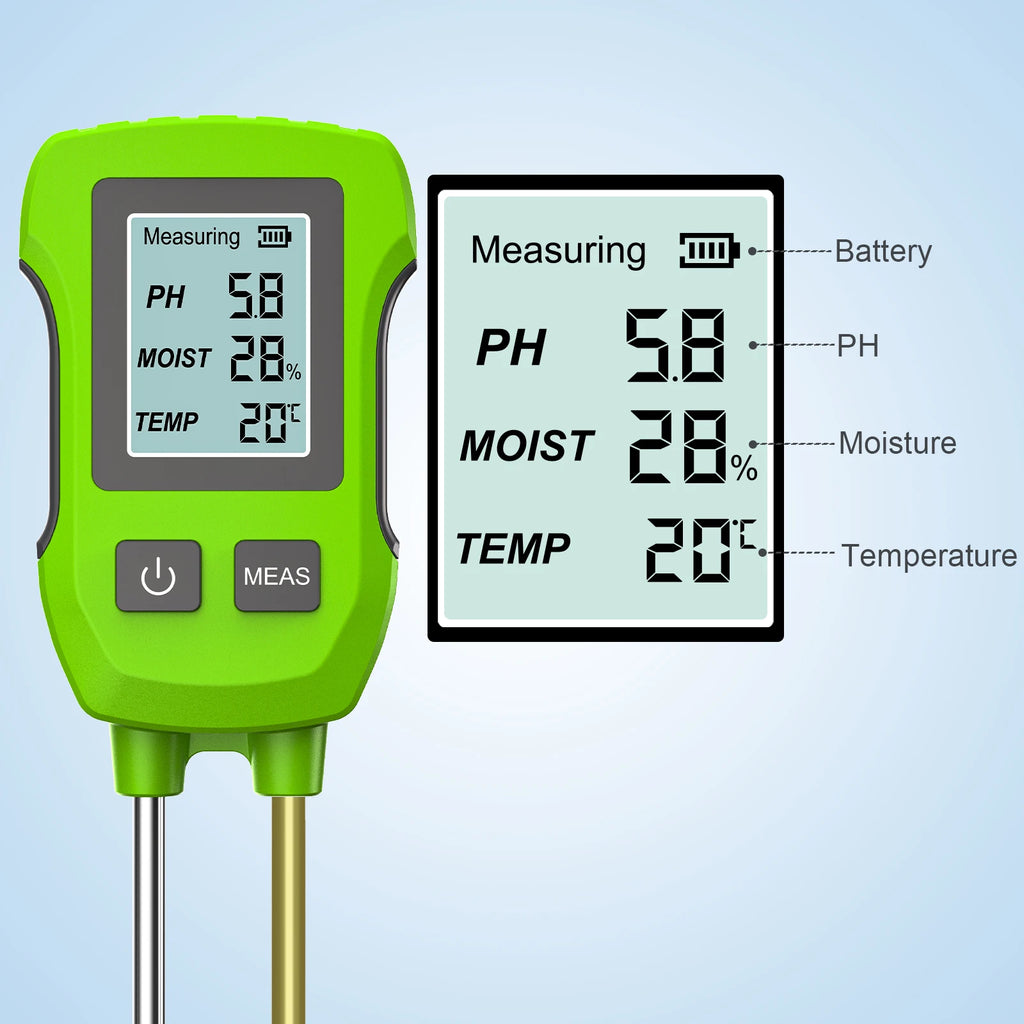 3 in 1 Digital LCD Soil Tester PH/Moisture/Temperature High Accuracy Soil Meter with Backlight for House Plants Garden Lawn Farm
