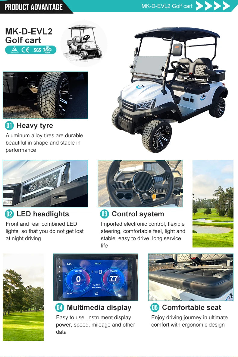 Golf Car Electric Power Buggy Vehicles 2 4 6 Passenger Golf Cart Accept Customize