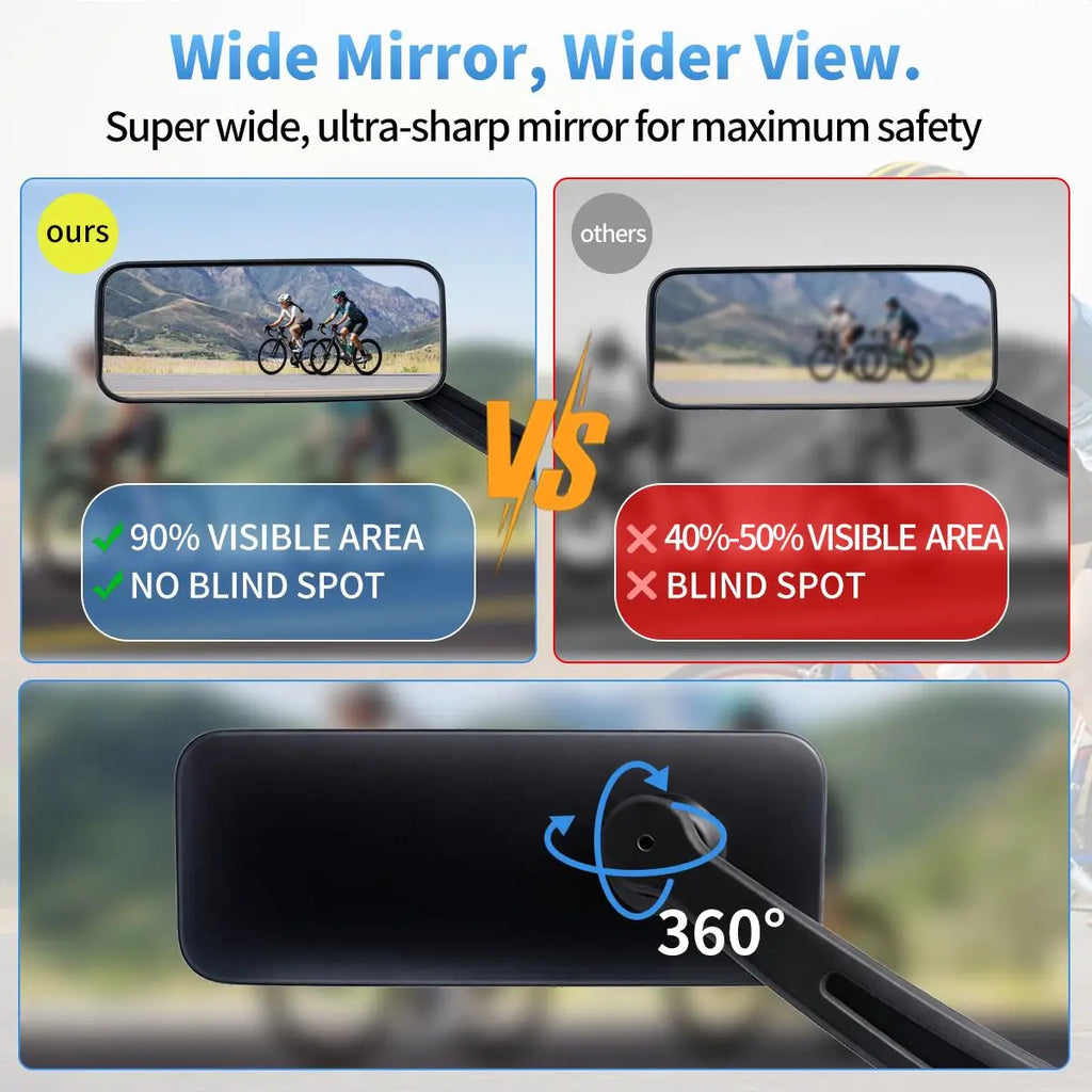 Pair of 360-Degree Rotating Bike Mirrors Scratch-Resistant Handlebar Mirrors for Safe Riding Rear View Glass Lens