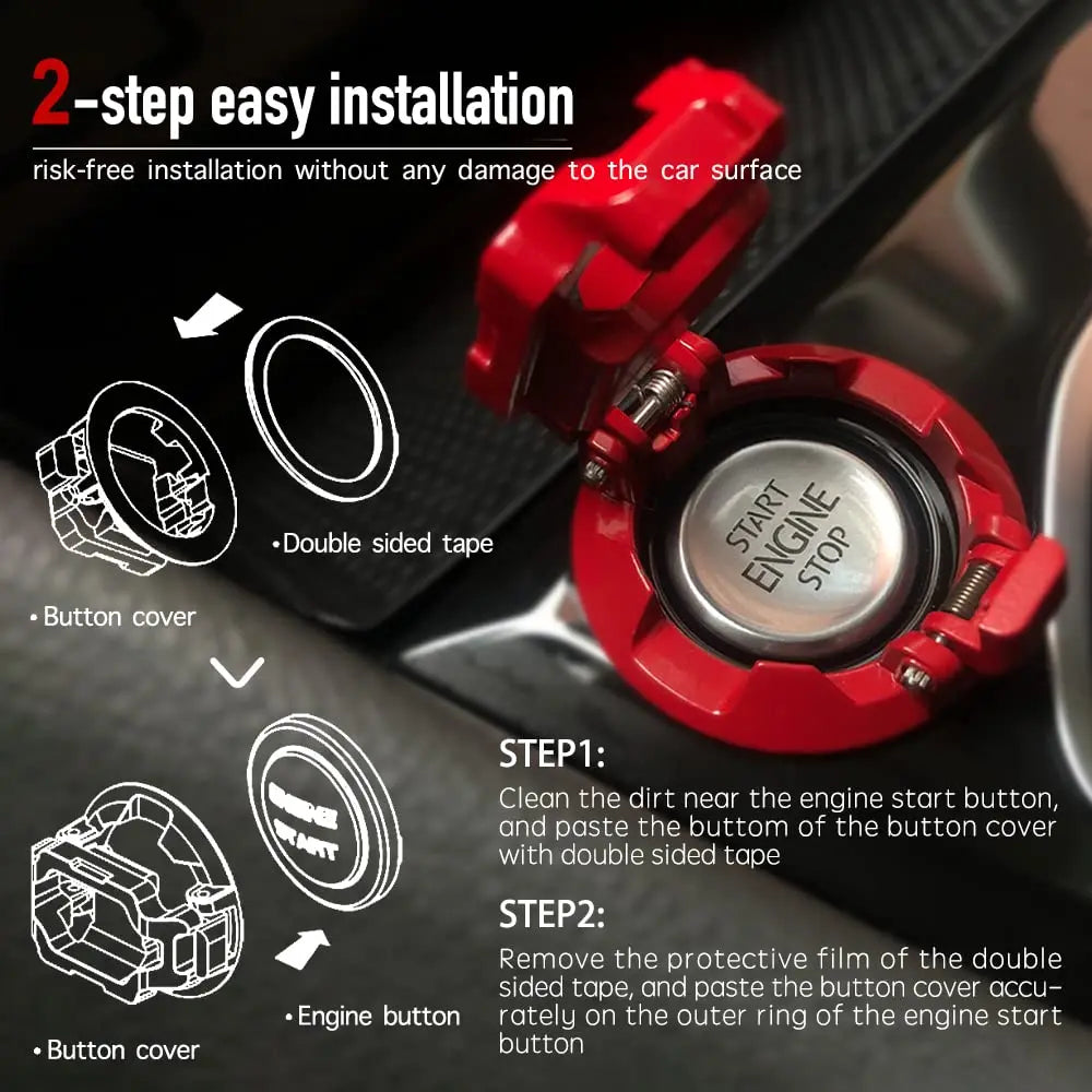 Car Start Stop Button Decor Car Engine Push Start Switch Button Cover Protector Ignition Button for Car
