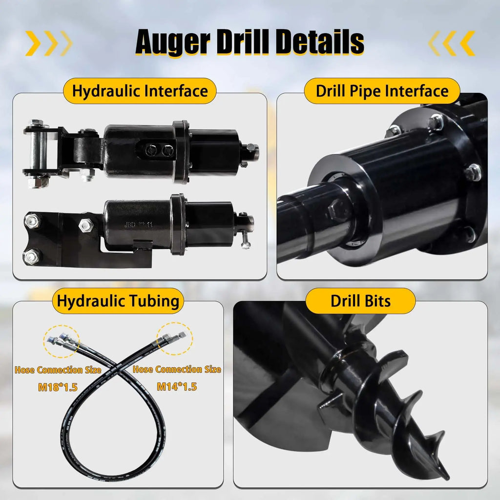 150mm/200mm Auger Drill for JCB NEX Kingway Berger Kruas and Other Chinese Mini Excavator Mini Excavators