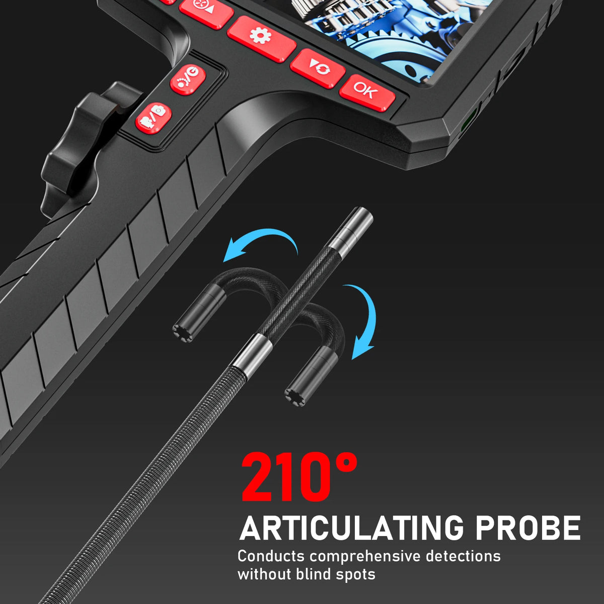 5Inch Borescope, Two-Way Rotary 360° Industrial 3.9mm Camera for Automotive Repair, Plumbing Inspection