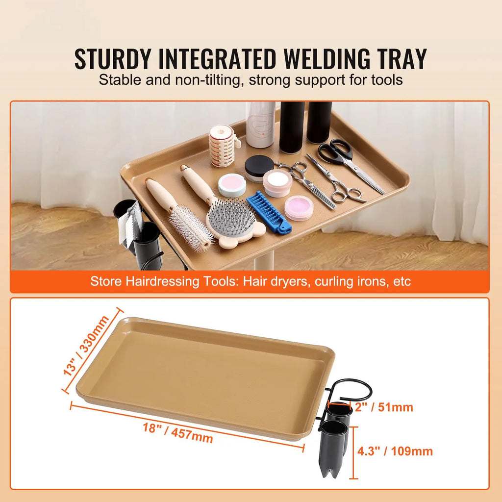 Adjustable 30\"-43\" Metal Salon Tray Cart with 5 Lockable Wheels Cold Rolled Plate Tattoo Tray 2022 SPA Model