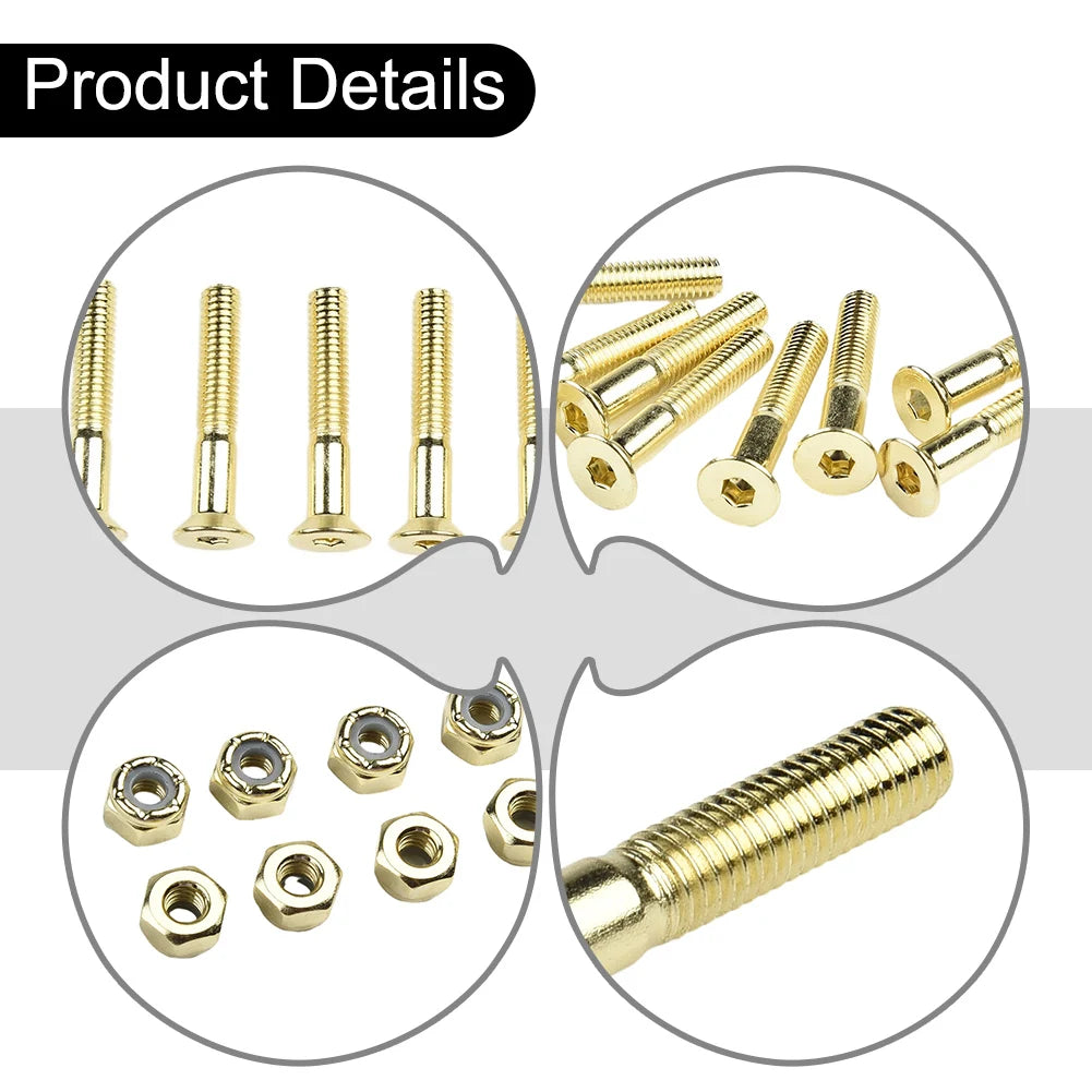 8set Skateboard Bridge Spike Replacement Screws Nuts Set For Skateboard Longboard Acce Bridge Frame Deck Screw M5x25mm/28mm/30mm