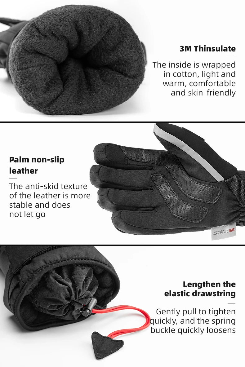 ROCKBROS Winter Ski Gloves Snowboard Gloves Snowmobile Motorcycle Riding Winter Gloves Windproof Waterproof Unisex Snow Gloves