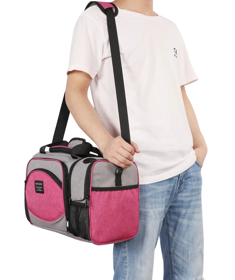Insulated Lunch Bag Waterproof Large Thermal Food Container Adjustable Shoulder Strap Thickened Lunch Box for School Bag
