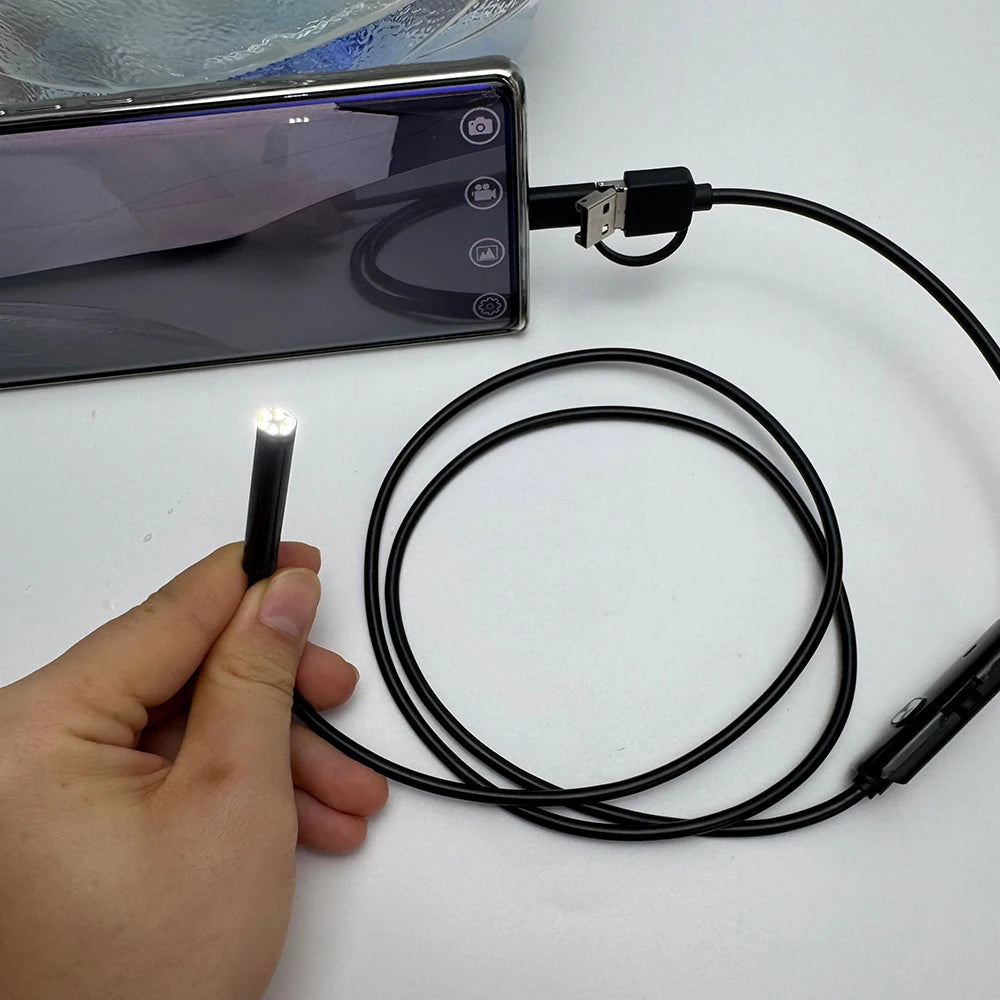7.0MM Type-C Endoscope Camera IP67 Waterproof with 6 Adjustable LEDs USB Android Flexible Inspection Borescope for Phone PC