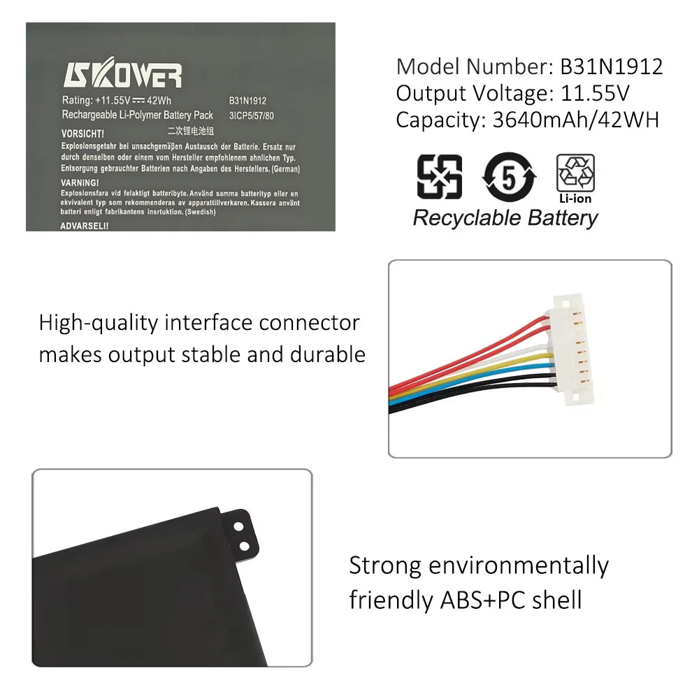 SKOWER B31N1912 Laptop Battery For Asus VivoBook 14 E410MA-EK018TS EK018TS E510KA L410MA R522MA E510MA F414MA L510MA C31N1912