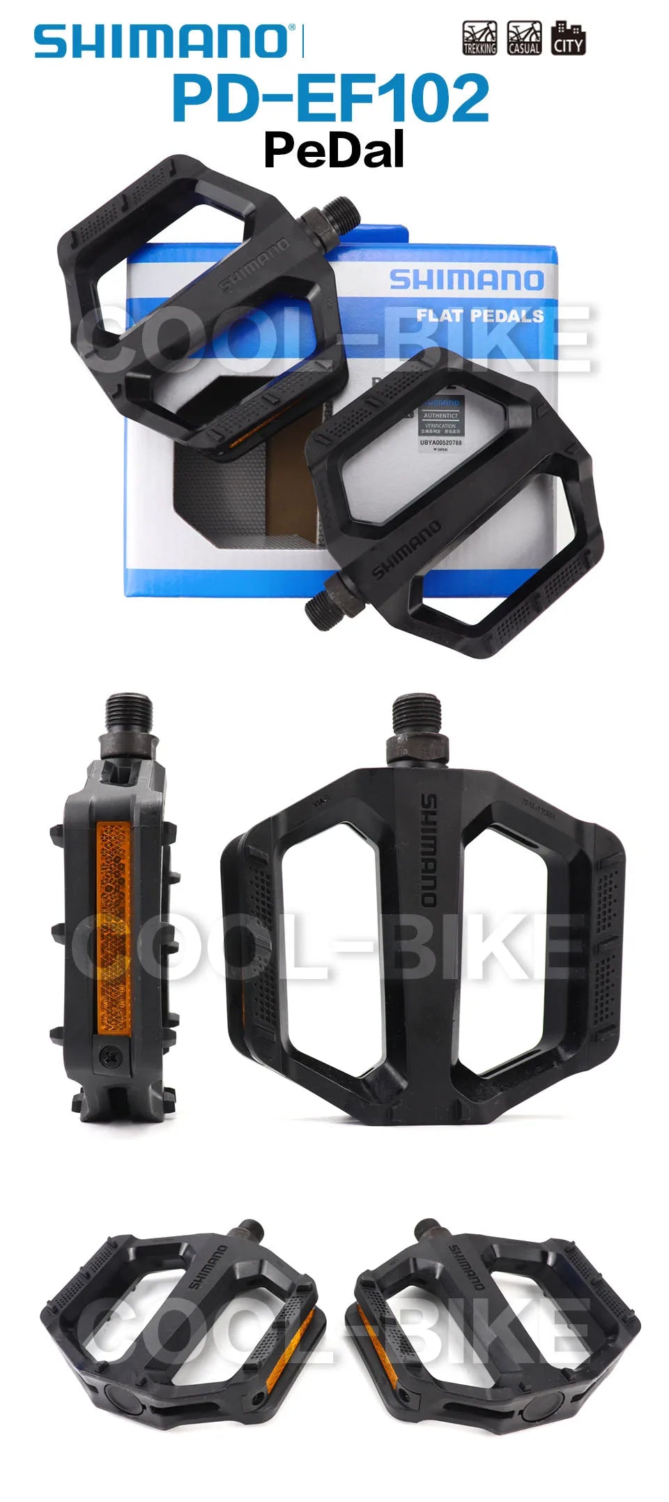 Shimano PD EF102 EF202 EF205 Pedals PD-EF202 Are Platform Pedals for MTB, Trekking and City Use That Have an Aluminum Body With