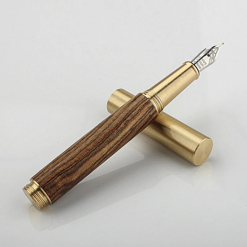 Exquisitely Designed Portable Pocket Vintage Mini Lipstick Pen Brass Solid Wood Materials Stationery Gifts Office Supplies