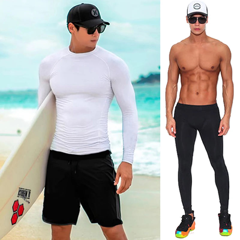 SAILBEE Men UV Protect Swimwear Long Sleeve Swimsuit Mens Rashguard Surfing Rash Guard Surf Shirt For Swimming Sail Drop Ship