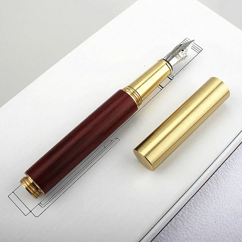 Exquisitely Designed Portable Pocket Vintage Mini Lipstick Pen Brass Solid Wood Materials Stationery Gifts Office Supplies