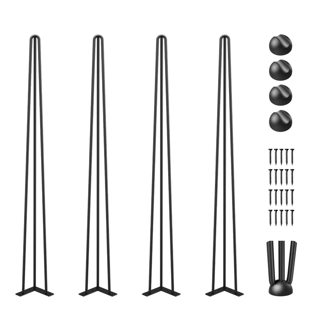 40\" Black Hairpin Table Legs Set 4 Desk Legs with 880lbs Load Capacity 3 Rods Bench Desk Dining for Parks
