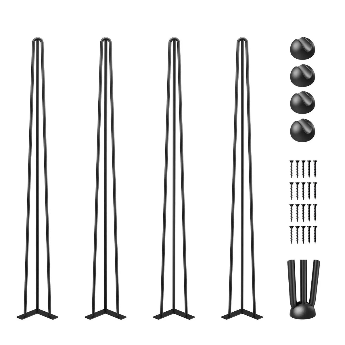 40\" Black Hairpin Table Legs Set 4 Desk Legs with 880lbs Load Capacity 3 Rods Bench Desk Dining for Parks