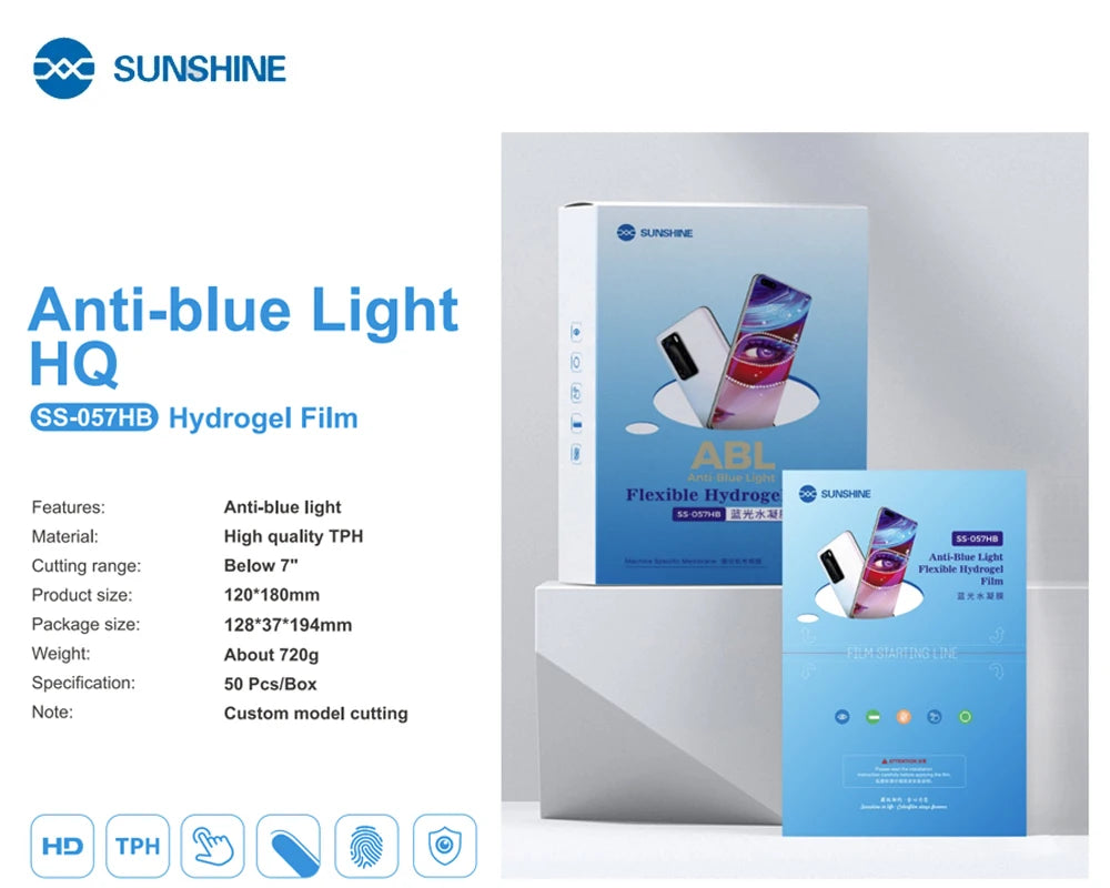 Sunshine Flexible Hydrogel Film SS-057 SS-057A SS-890C Cutting Machine SS-075S TPU Privacy Screen Protective Film With QR CODE