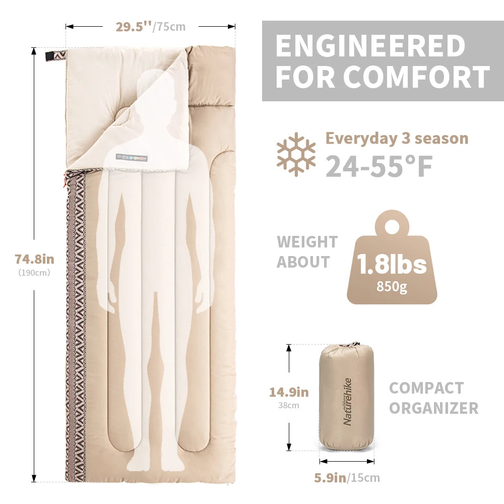 Naturehike Camping Sleeping Bag L150 Ultralight Summer Spring Fall Outdoor Sleeping Bag Spliceable Camping Gear Essentials