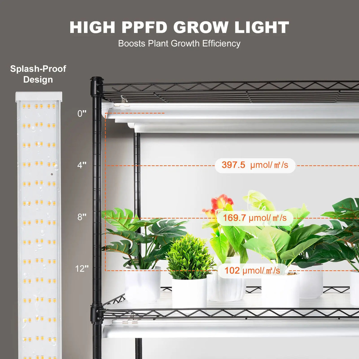 6 Tier Large Tall 192W 5000K Full Spectrum DIY Plant Stand Grow Light Indoor Grow Light Shelf 100% DIY Plant Stand Grow Light