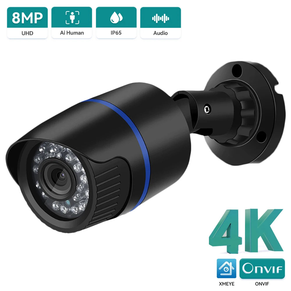 8MP 4K Ultra HD IP Camera 5MP Bullet Web Camera Audio Record Motion Detection Waterproof Outdoor Camera XMeye Cloud H.265