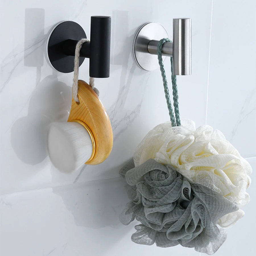 2/4PCS Adhesive Wall Hook Stainless Steel Robe Sticker Hooks Towel Coat Key Pants Hangers Bathroom Kitchen Storage Accessories