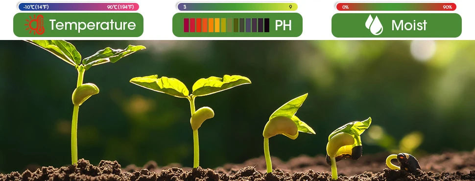 3 in 1 Digital LCD Soil Tester PH/Moisture/Temperature High Accuracy Soil Meter with Backlight for House Plants Garden Lawn Farm