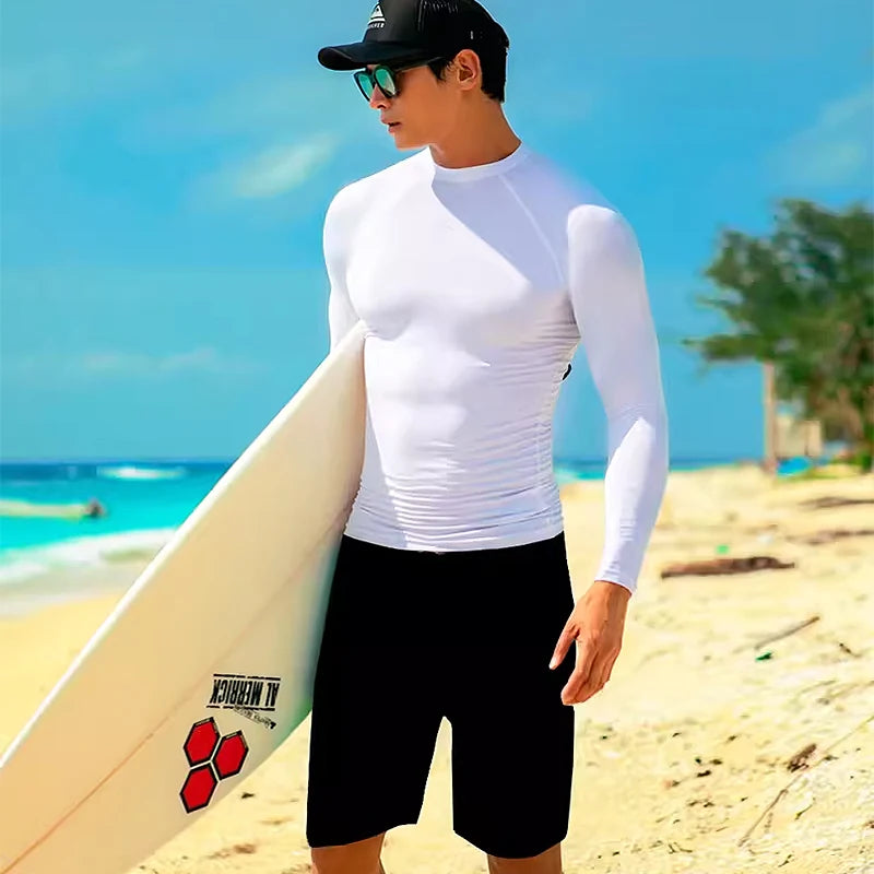 SAILBEE Men UV Protect Swimwear Long Sleeve Swimsuit Mens Rashguard Surfing Rash Guard Surf Shirt For Swimming Sail Drop Ship