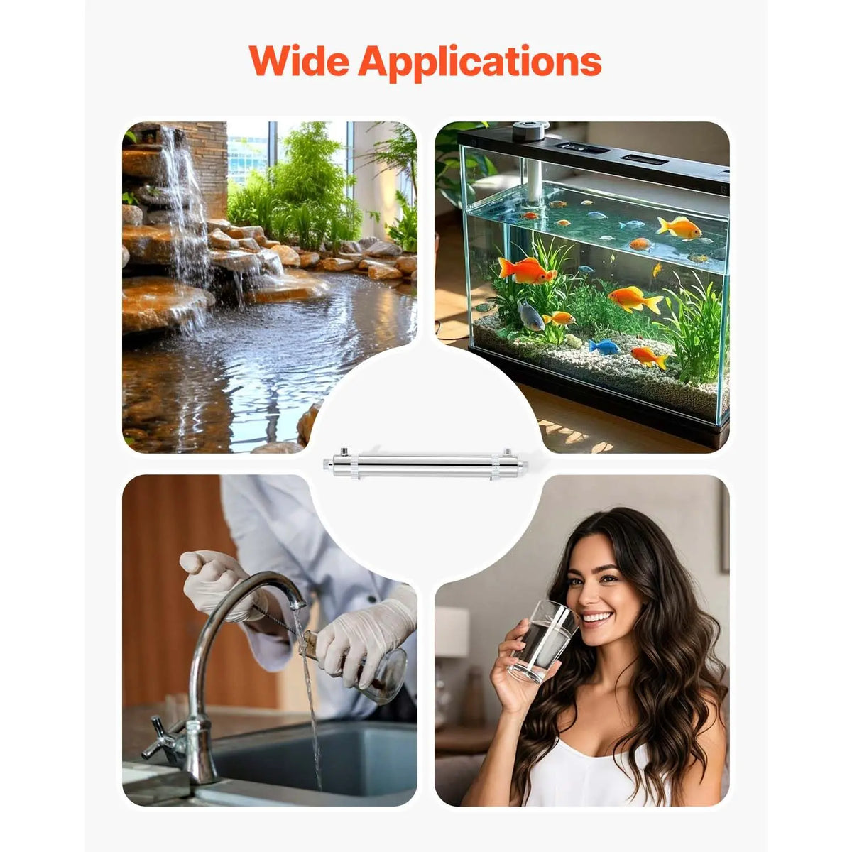 25W 6GPM 110V Stainless Steel Housing Ultraviolet Water Purifier Versatile Whole House UV Sterilization Filter Versatile