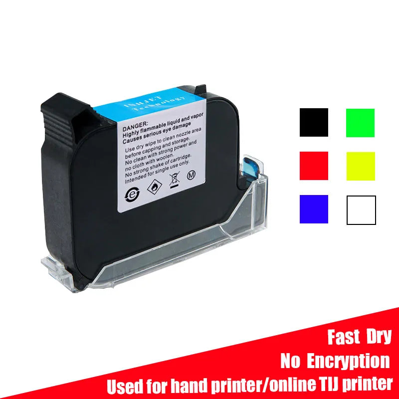 12.7mm TIJ 2.5 Hand Printer Ink Cartridge For 45SI 2588M JS10M JS12M 2588+M 2790K+ 2588K+ Solvent Ink Cartridge No Encryption