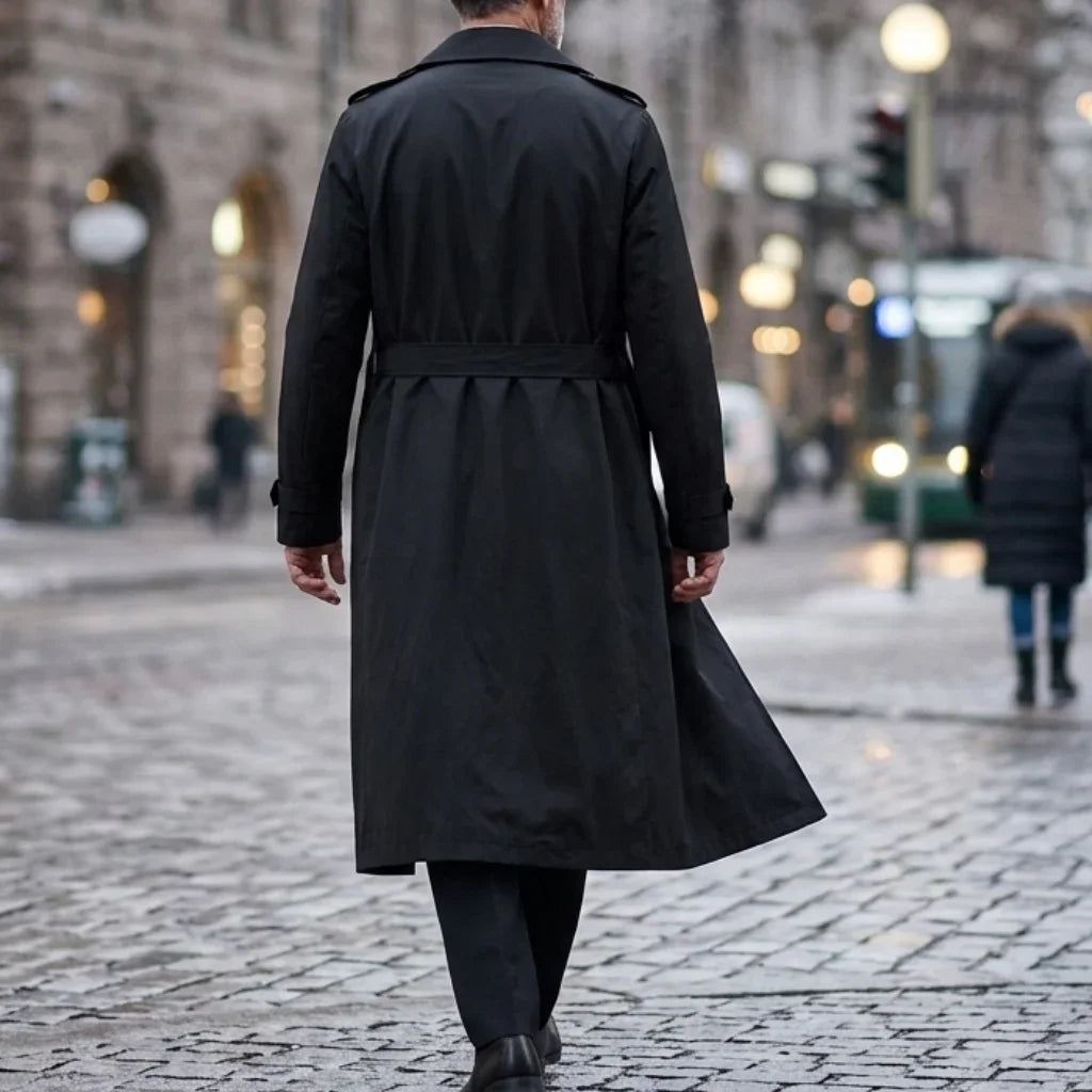 New Men's Trench Autumn Super Long Windbreaker - Double-Breasted with Belt | Thin & Loose Streetwear Casual Long Jackets for Man
