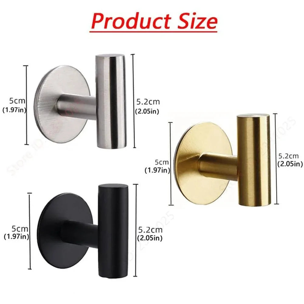 2/4PCS Adhesive Wall Hook Stainless Steel Robe Sticker Hooks Towel Coat Key Pants Hangers Bathroom Kitchen Storage Accessories