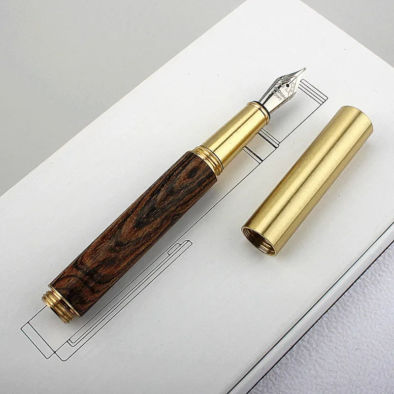 Exquisitely Designed Portable Pocket Vintage Mini Lipstick Pen Brass Solid Wood Materials Stationery Gifts Office Supplies
