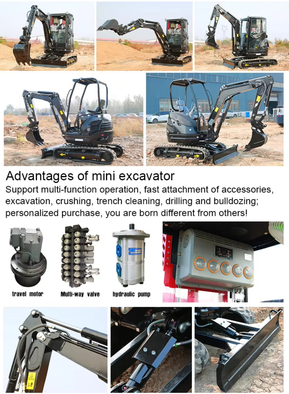 Mini Excavator 2 Ton 2.5 Ton Customize Factory Price Mini Digger Free Shipping Kubota Engine Excavator Bagger Crawler Excavator