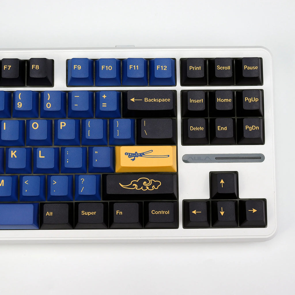 KBDiy Retro Blue Samurai GMK Keycap Hangul PBT Cherry Profile Alice ISO Keycaps Custom For Mechanical Keyboard Gamer Split Space