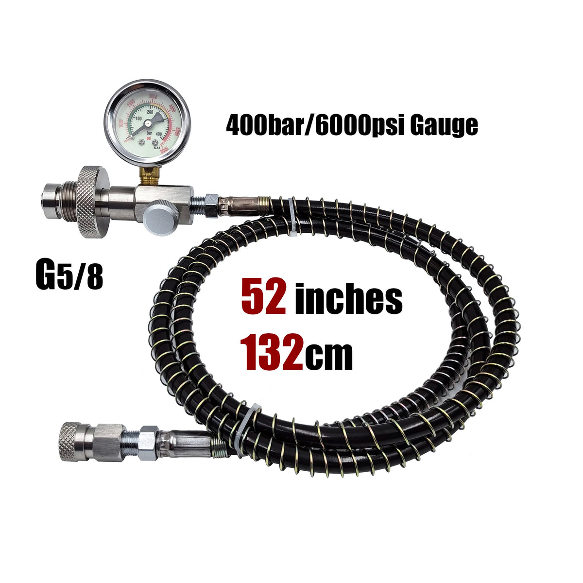 HPA 4500psi/300bar Air Diving DIN G5/8 Connect Fill Station Filling Charging Adaptor Valve Stainless Steel with Hose
