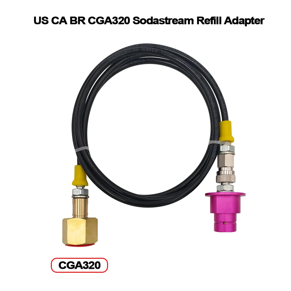 External CO2 Source Tank Hose Adapter Adaptor for Sodastream Soda Water Machine Replace 60L Quick Connect Pink Cylinder