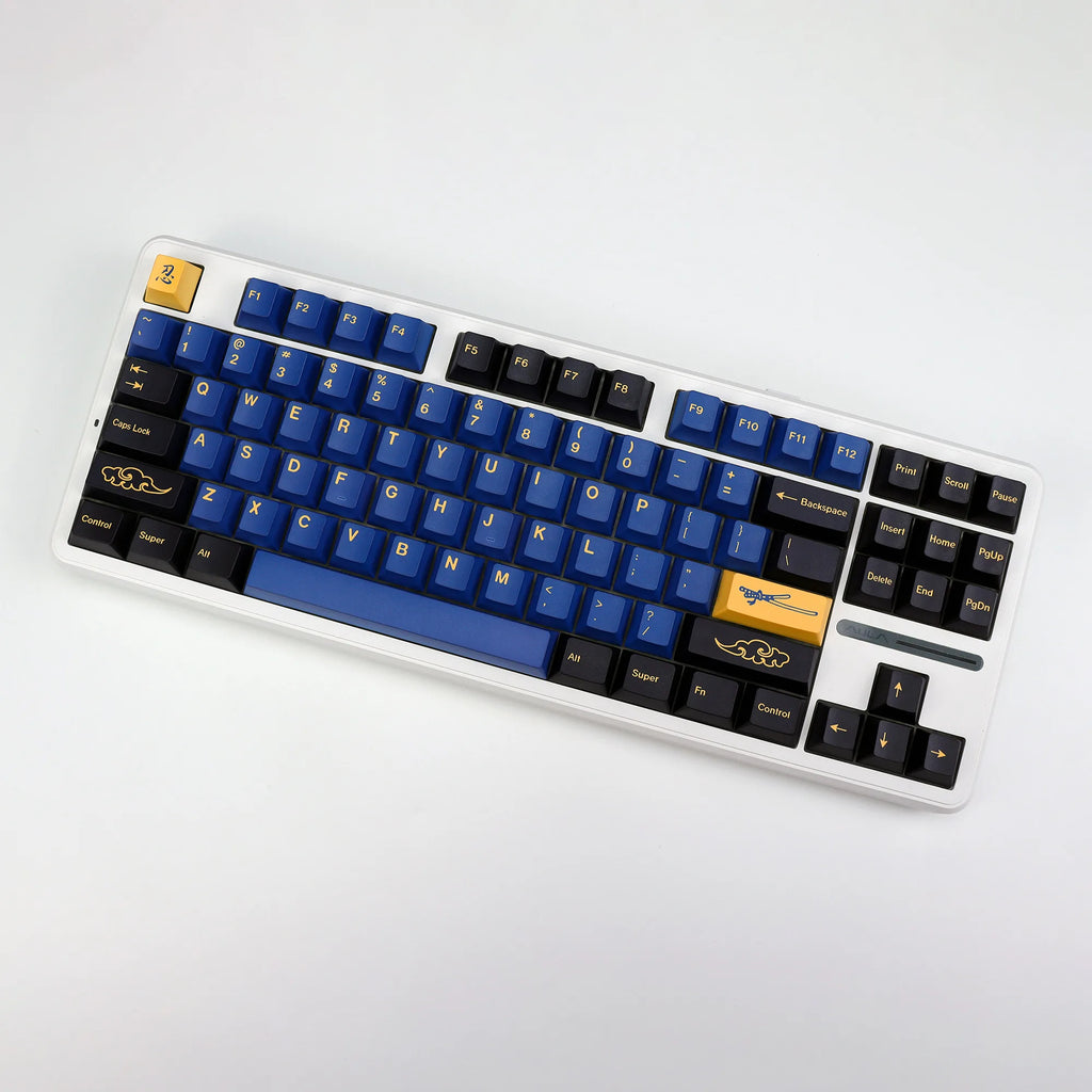 KBDiy Retro Blue Samurai GMK Keycap Hangul PBT Cherry Profile Alice ISO Keycaps Custom For Mechanical Keyboard Gamer Split Space