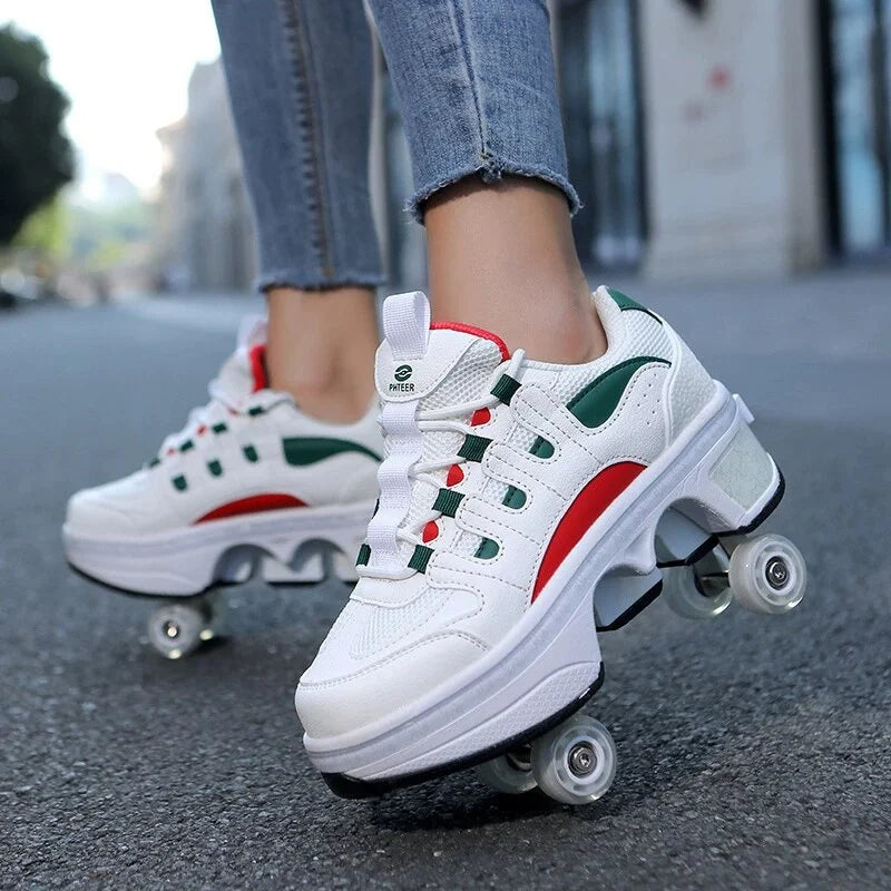 New Deformation Parkour Shoes 4 Roller Skating Shoes Kids Adults Unisex Sneakers Street Urban Fitness FSK Quad Skating Shoes